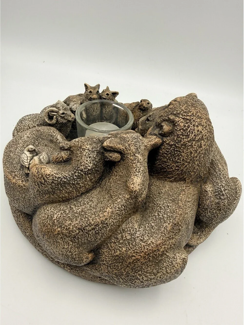 Windstone Editions M Pena Circle Of Ark Animals Candle Holder Lamp VTG NIOB